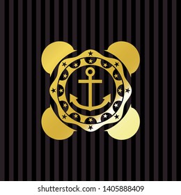 anchor icon inside gold emblem or badge