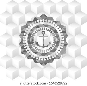 icono de anclaje dentro de la placa gris con fondo blanco de cubo geométrico