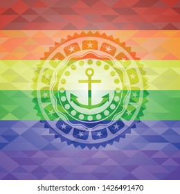 anchor icon inside lgbt colors emblem 