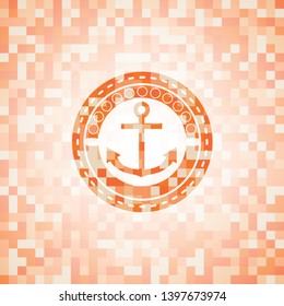 anchor icon inside orange mosaic emblem