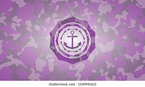 anchor icon inside pink camo emblem