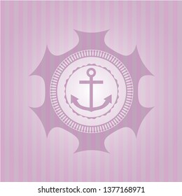 anchor icon inside pink emblem. Retro