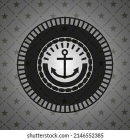 icono de anclaje dentro de un emblema oscuro realista. 
