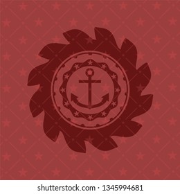 anchor icon inside realistic red emblem