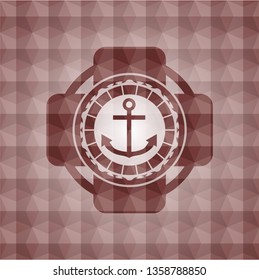anchor icon inside red badge with geometric background. Seamless.