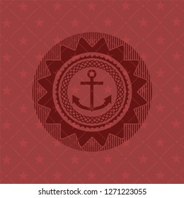 anchor icon inside red emblem. Retro