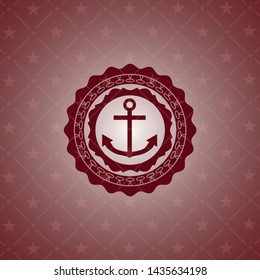 anchor icon inside red emblem. Retro