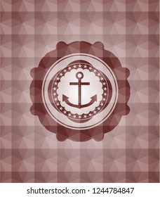 anchor icon inside red seamless badge with geometric background.