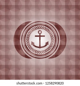 anchor icon inside red seamless badge with geometric background.