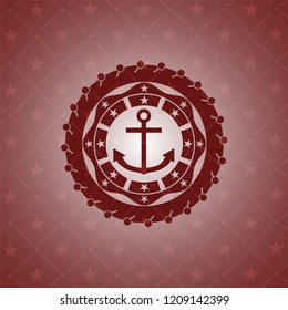 anchor icon inside retro red emblem