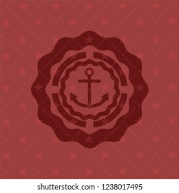 anchor icon inside retro style red emblem