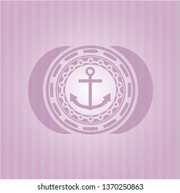 anchor icon inside retro style pink emblem