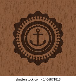 anchor icon inside retro style wooden emblem