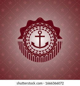 anchor icon inside retro style red emblem