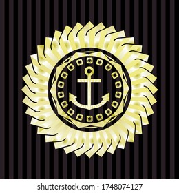 icono de anclaje dentro de una insignia brillante. 