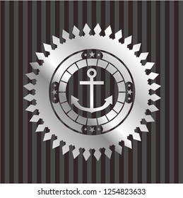anchor icon inside silver badge or emblem