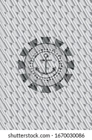 Ankersymbol im Silber-Button oder -Emblem. Skaliert Muster. Vektorillustration Illustration. Detaillierte Angaben.