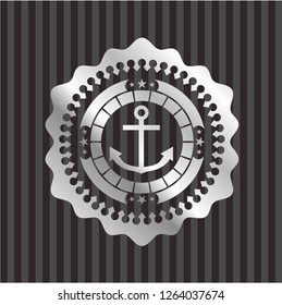anchor icon inside silver shiny badge