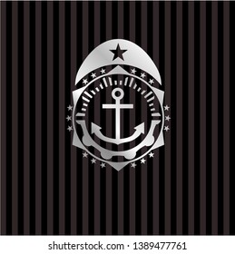 anchor icon inside silver shiny badge