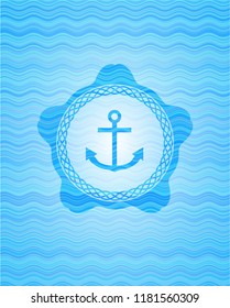anchor icon inside water concept style emblem.