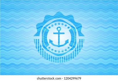 anchor icon inside water concept emblem.