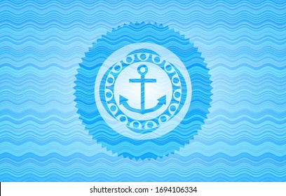 anchor icon inside water emblem background.