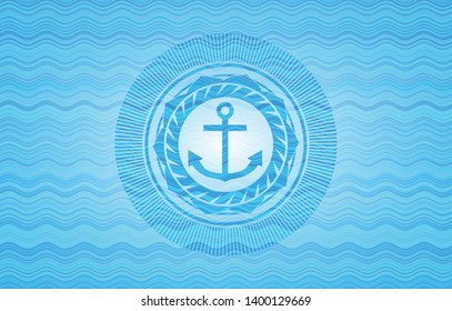 anchor icon inside water wave representation badge.