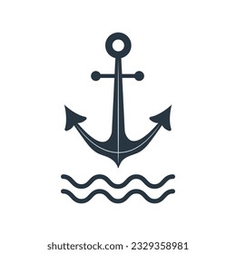 Anchor icon isolated on white background. Marine logo. Nautical symbol. Vector illustration in flat style.