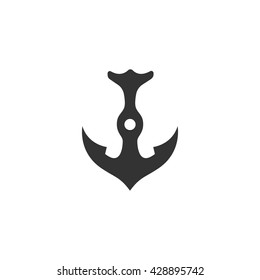 Anchor icon isolated on a white background. Logo silhouette design template. Simple symbol concept in flat style. Abstract sign, pictogram for web, mobile and infographics - stock vector