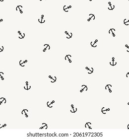 Anchor icon isolated seamless pattern on white background. Vector