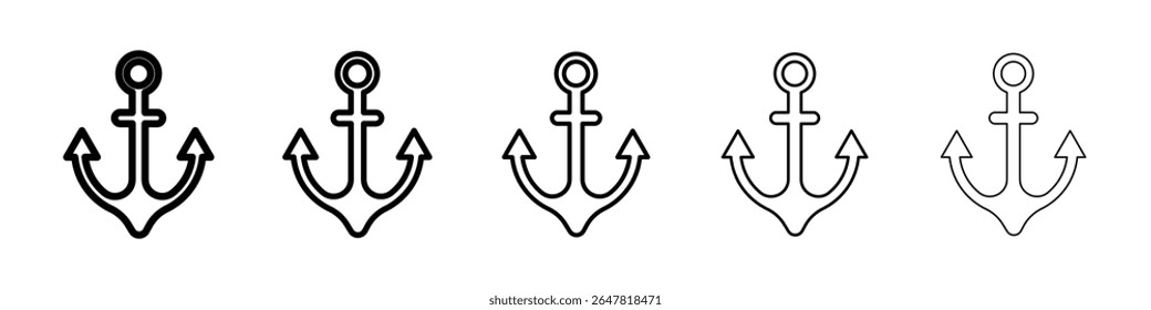 Anchor icon isolated vector on white background set