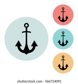 anchor icon isolated vector sign symbol, on blue, red, yellow background.Tourism elements icons. Can be used in logo, UI and web design