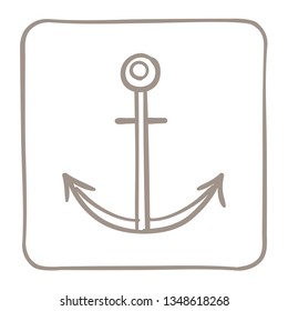 Anchor Icon in a light brown frame. Vector graphics.