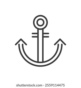 Anchor, icon in line design. Anchor, maritime, ship, sailing, rope, harbor, ocean on white background vector. Anchor, icon in line design editable stroke icon