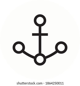 Anchor Icon, line minimal sailing, marine vector design. Great for mobile app, web design, etc.
