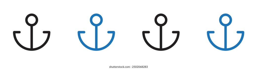Anchor icon linear thin line icon graphics set