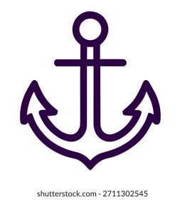 Ankersymbol. Eine lineare Vektorgrafik eines Ankers, einzeln auf weißem Hintergrund.