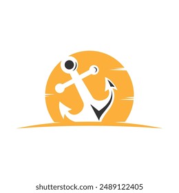 Anchor icon logo design template
