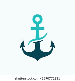 Anchor icon logo design template vector.