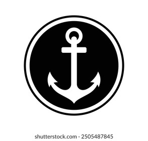 anchor icon logo illustration in black circles