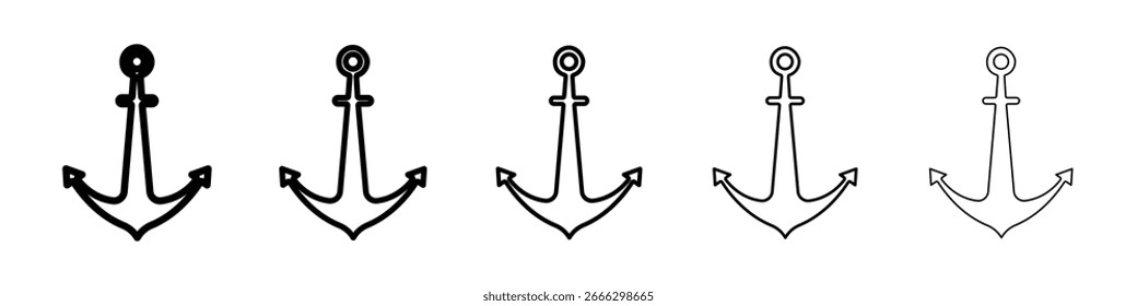 Anchor icon logo in stroke lines collection
