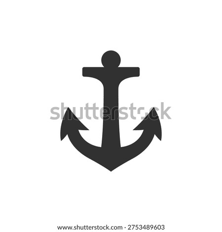 Anchor icon. Maritime navigation and ship mooring. Monochrome black and white symbol