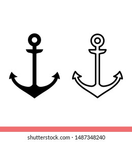 Anchor icon in modern flat design isolated on white background, nautical vector illustration for web site or mobile app
