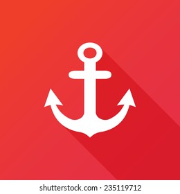 Anchor icon. Modern flat icon with long shadow effect. Anchor icon, retention, seo, app, badge, business, button, chain, content