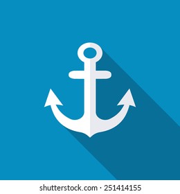 Anchor icon. Modern flat icon with long shadow effect