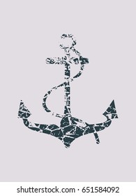 Anchor icon on abstract backdrop. Grunge cracked texture