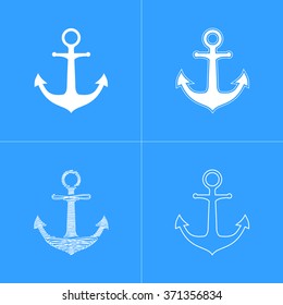 Anchor  icon  on blue background. Vector illustration.