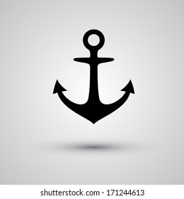 Anchor icon on a gray background, vector illustration.