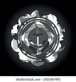 anchor icon on grey camouflaged pattern