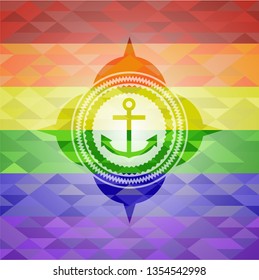 anchor icon on mosaic background with the colors of the LGBT flag